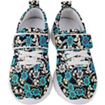Blue Flower Floral Flora Naure Pattern Kids  Velcro Strap Shoes
