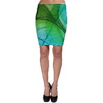 3d Leaves Texture Sheet Blue Green Bodycon Skirt
