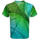 3d Leaves Texture Sheet Blue Green Men s Cotton T-Shirt