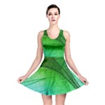 3d Leaves Texture Sheet Blue Green Reversible Skater Dress