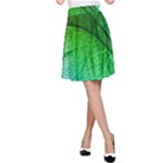 3d Leaves Texture Sheet Blue Green A-Line Skirt