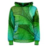 3d Leaves Texture Sheet Blue Green Women s Pullover Hoodie