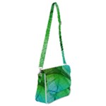 3d Leaves Texture Sheet Blue Green Shoulder Bag with Back Zipper