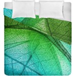 3d Leaves Texture Sheet Blue Green Duvet Cover Double Side (King Size)