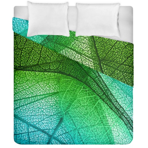 3d Leaves Texture Sheet Blue Green Duvet Cover Double Side (California King Size) from UrbanLoad.com