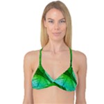 3d Leaves Texture Sheet Blue Green Reversible Tri Bikini Top