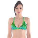 3d Leaves Texture Sheet Blue Green Plunge Bikini Top