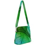 3d Leaves Texture Sheet Blue Green Zipper Messenger Bag