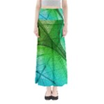 3d Leaves Texture Sheet Blue Green Full Length Maxi Skirt