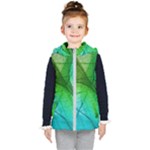 3d Leaves Texture Sheet Blue Green Kids  Hooded Puffer Vest