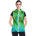 3d Leaves Texture Sheet Blue Green Women s Puffer Vest