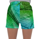 3d Leaves Texture Sheet Blue Green Sleepwear Shorts