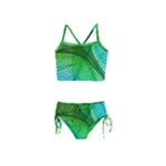 3d Leaves Texture Sheet Blue Green Girls  Tankini Swimsuit