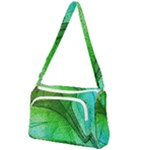 3d Leaves Texture Sheet Blue Green Front Pocket Crossbody Bag