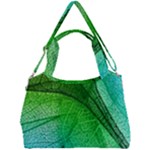 3d Leaves Texture Sheet Blue Green Double Compartment Shoulder Bag
