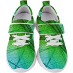 3d Leaves Texture Sheet Blue Green Kids  Velcro Strap Shoes