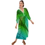 3d Leaves Texture Sheet Blue Green Grecian Style  Maxi Dress