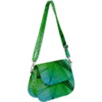 3d Leaves Texture Sheet Blue Green Saddle Handbag