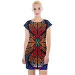 Fractal Floral Flora Ring Colorful Neon Art Cap Sleeve Bodycon Dress
