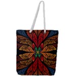 Fractal Floral Flora Ring Colorful Neon Art Full Print Rope Handle Tote (Large)