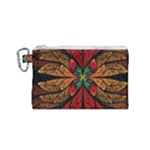 Fractal Floral Flora Ring Colorful Neon Art Canvas Cosmetic Bag (Small)