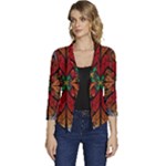 Fractal Floral Flora Ring Colorful Neon Art Women s Casual 3/4 Sleeve Spring Jacket