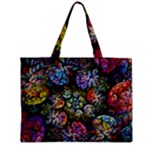 Floral Fractal 3d Art Pattern Zipper Mini Tote Bag