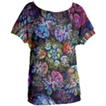 Floral Fractal 3d Art Pattern Women s Oversized T-Shirt