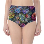 Floral Fractal 3d Art Pattern Classic High-Waist Bikini Bottoms