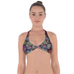 Floral Fractal 3d Art Pattern Halter Neck Bikini Top
