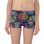Floral Fractal 3d Art Pattern Reversible Boyleg Bikini Bottoms