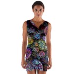 Floral Fractal 3d Art Pattern Wrap Front Bodycon Dress