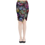 Floral Fractal 3d Art Pattern Midi Wrap Pencil Skirt