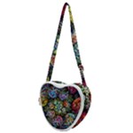 Floral Fractal 3d Art Pattern Heart Shoulder Bag