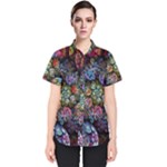 Floral Fractal 3d Art Pattern Women s Short Sleeve Shirt