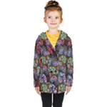 Floral Fractal 3d Art Pattern Kids  Double Breasted Button Coat