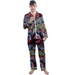 Floral Fractal 3d Art Pattern Men s Long Sleeve Satin Pajamas Set