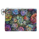 Floral Fractal 3d Art Pattern Canvas Cosmetic Bag (XL)