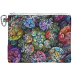 Floral Fractal 3d Art Pattern Canvas Cosmetic Bag (XXL)