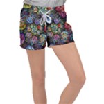 Floral Fractal 3d Art Pattern Women s Velour Lounge Shorts