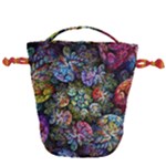 Floral Fractal 3d Art Pattern Drawstring Bucket Bag