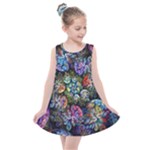 Floral Fractal 3d Art Pattern Kids  Summer Dress