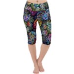 Floral Fractal 3d Art Pattern Lightweight Velour Cropped Yoga Leggings