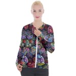 Floral Fractal 3d Art Pattern Casual Zip Up Jacket