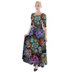 Floral Fractal 3d Art Pattern Half Sleeves Maxi Dress