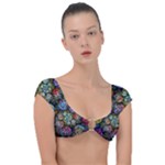 Floral Fractal 3d Art Pattern Cap Sleeve Ring Bikini Top