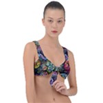 Floral Fractal 3d Art Pattern Front Tie Bikini Top