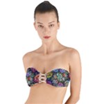 Floral Fractal 3d Art Pattern Twist Bandeau Bikini Top