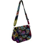 Floral Fractal 3d Art Pattern Saddle Handbag