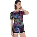 Floral Fractal 3d Art Pattern Perpetual Short Sleeve T-Shirt